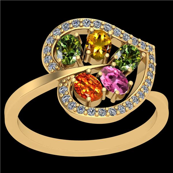 Certified 1.40 Ctw Multi Pink,Green,Orange ,Yellow Sapp