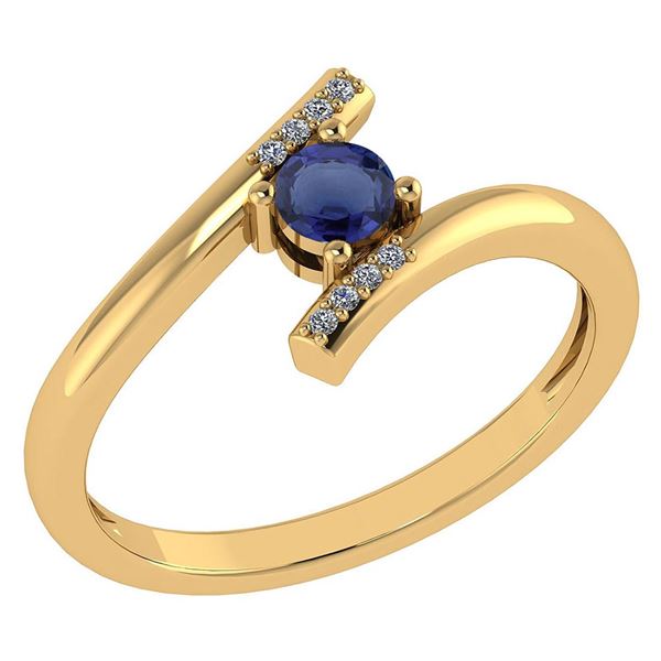 Certified 0.27 Ctw Blue Sapphire And Diamond 14k Yellow