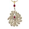 Image 1 : Certified 3.99 Ctw SI2/I1 Ruby And Diamond 14K Yellow G