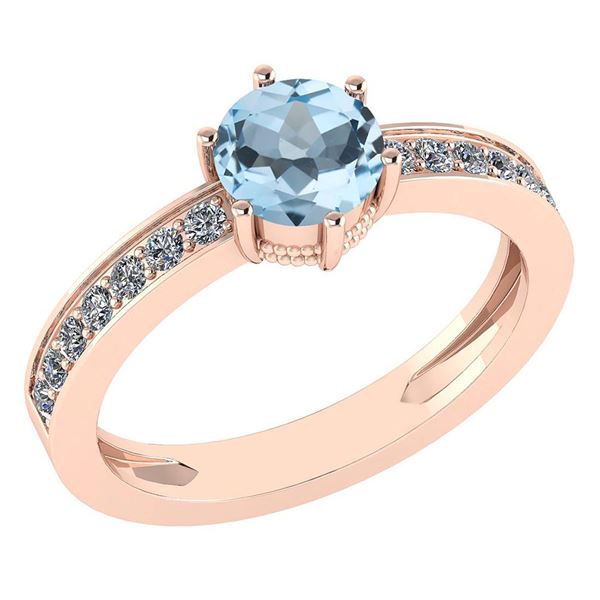 Certified 1.09 Ctw Aquamarine And Diamond Wedding/Engag