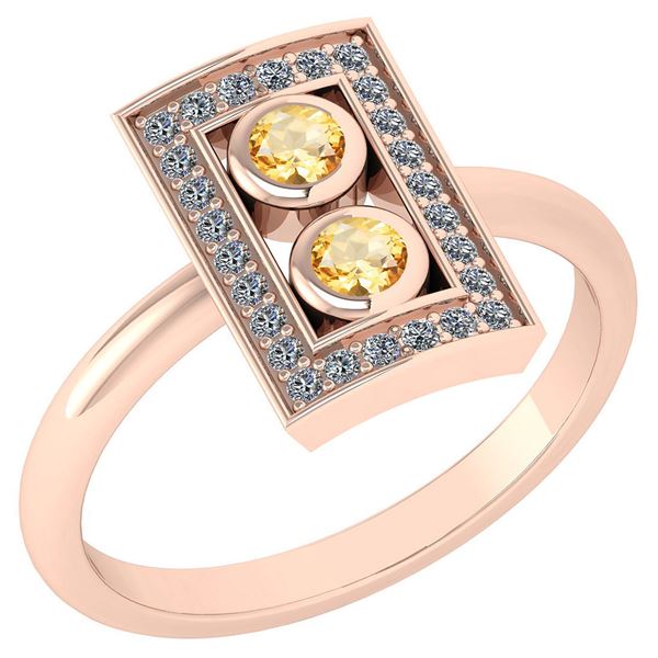 Certified 0.31 Ctw Citrine And Diamond 14k Rose Gold Ha