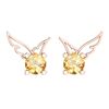 Certified 0.50 Ctw Citrine Stud Earrings 14K Gold Rose