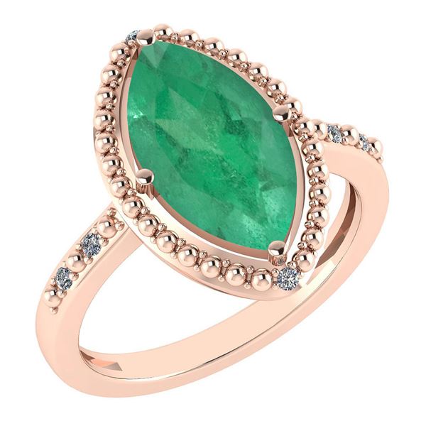 Certified 1.58 Ctw Emerald And Diamond VS/SI1 Ring 14K