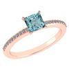 Certified 0.86 Ctw Aquamarine And Diamond 18k Rose Halo