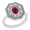 Certified 1.30 Ctw I2/I3 Ruby And Diamond 14K White Gol