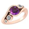 Image 1 : Certified 1.51 Ctw Amethyst And Diamond VS/SI1 Ring 14K