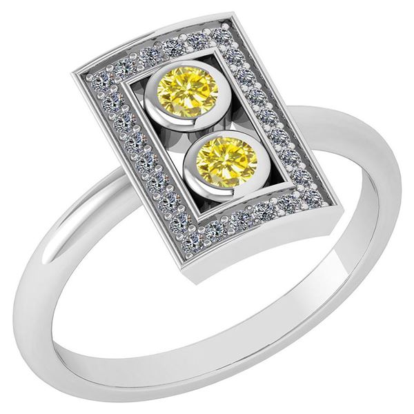 Certified 0.31 Ctw Treated Fancy Yellow Diamond And Whi