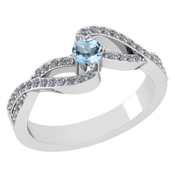 Certified 0.61 Ctw Aquamarine And Diamond 18K White Gol