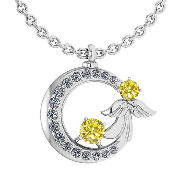 Certified 1.14 Ctw Treated Fancy Yellow Diamond And Whi