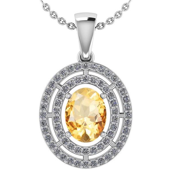 Certified 1.56 Ctw Citrine And Diamond 18K White Gold H