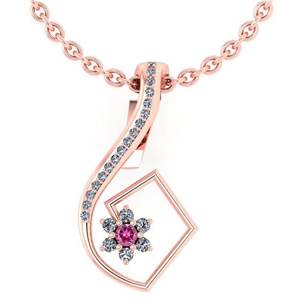 Certified 0.58 Ctw Pink Tourmaline And Diamond 14k Rose