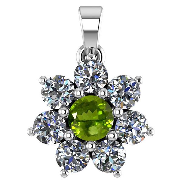 Certified 0.93 Ctw Peridot And Diamond Platinum Halo Pe