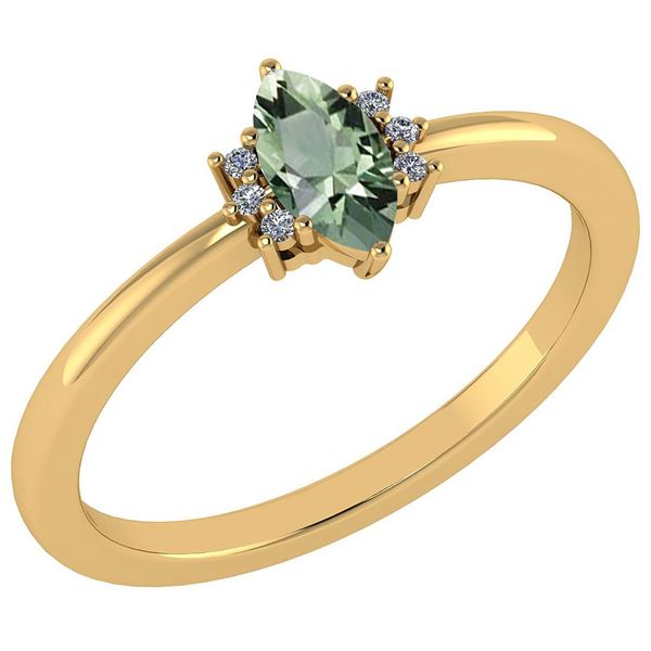 Certified 0.68 Ctw Green Amethyst And Diamond VS/SI1 Ri