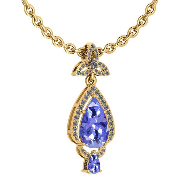 Certified 3.62 Ctw Tanzanite And Diamond VS/SI1 Necklac