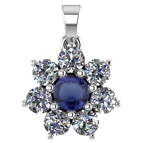 Certified 0.93 Ctw Blue Sapphire And Diamond 18K White