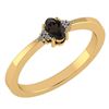 Certified 0.24 Ctw Smoky Quarzt And Diamond 18K Yellow