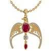 Image 1 : Certified 3.41 Ctw Ruby And Diamond Eagle Necklace For