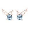 Certified 0.50 Ctw Blue Topaz Stud Earrings 14K Gold Ro
