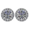 Certified 1.6 Ctw Diamond 14k White Gold Halo Stud Earr
