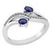 Certified 0.53 Ctw Blue Sapphire And Diamond 14k White
