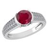 Image 1 : Certified 1.58 Ctw Ruby And Diamond 14K White Gold Halo