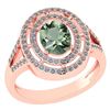 Certified 1.66 Ctw Green Amethyst And Diamond 14k Rose
