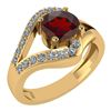 Certified 1.07 Ctw Garnet And Diamond VS/SI1 Ring 14K Y