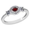 Certified 0.77 Ctw Garnet And Diamond 14k White Gold Ha