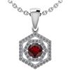 Certified 0.69 Ctw Garnet And Diamond Platinum Halo Pen