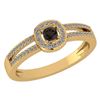 Certified 0.57 Ctw Smoky Quarzt And Diamond 14k Yellow
