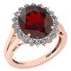 Certified 5.65 Ctw Garnet And Diamond VS/SI1 Halo Ring