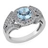 Image 1 : Certified 1.58 Ctw Aquamarine And Diamond Wedding/Engag