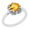 Certified 1.15 Ctw Citrine And Diamond VS/SI1 18K White