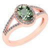 Certified 1.52 Ctw Green Amethyst And Diamond 14k Rose