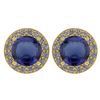 Certified 1.06 Ctw Blue Sapphire And Diamond 18K Yellow