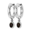 Certified 1.00 Ctw Smoky Quartz Hoop Earrings 14K White