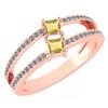 Certified 0.60 Ctw Citrine And Diamond 18k Rose Gold Ri