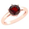 Certified 2.00Ctw Genuine Garnet 14k Rose Gold Halo Rin