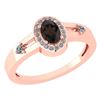 Certified 0.65 Ctw Smoky Quarzt And Diamond 14k Rose Go