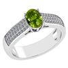 Certified 1.2Ctw Peridot And Diamond 14k White Gold Hal