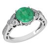 Certified 1.51 Ctw Emerald And Diamond 14K White Gold H