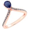 Certified 0.97 Ctw Blue Sapphire And Diamond 14k Rose G