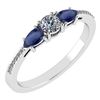 Certified 0.77 Ctw Blue Sapphire And Diamond 14k White