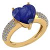 Certified 5.01 Ctw Blue Sapphire And Diamond VS/SI1 Lad