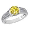 Certified 1.55 Ctw Treated Fancy Yellow Diamond And Whi