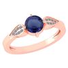 Certified 1.12 Ctw Blue Sapphire And Diamond 14k Rose G