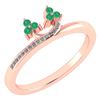 Certified 0.16 Ctw Emerald And Diamond 14k Rose Gold Ri