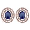Certified 3.12 CTW Blue Sapphire And Diamond 14k Rose G