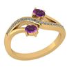 Certified 0.53 Ctw Amethyst And Diamond 14k Yellow Gold
