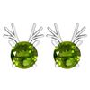 Certified 12.00 Ctw Peridot Stud Earrings 14K Gold Whit